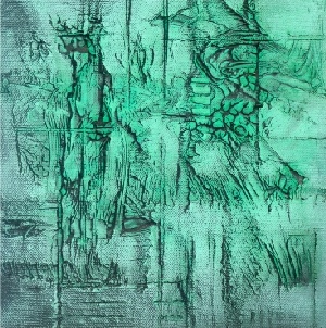 Floating forest II, Acrylic on Canvas,MDF, 25 x 25 x 1 cm, 2018